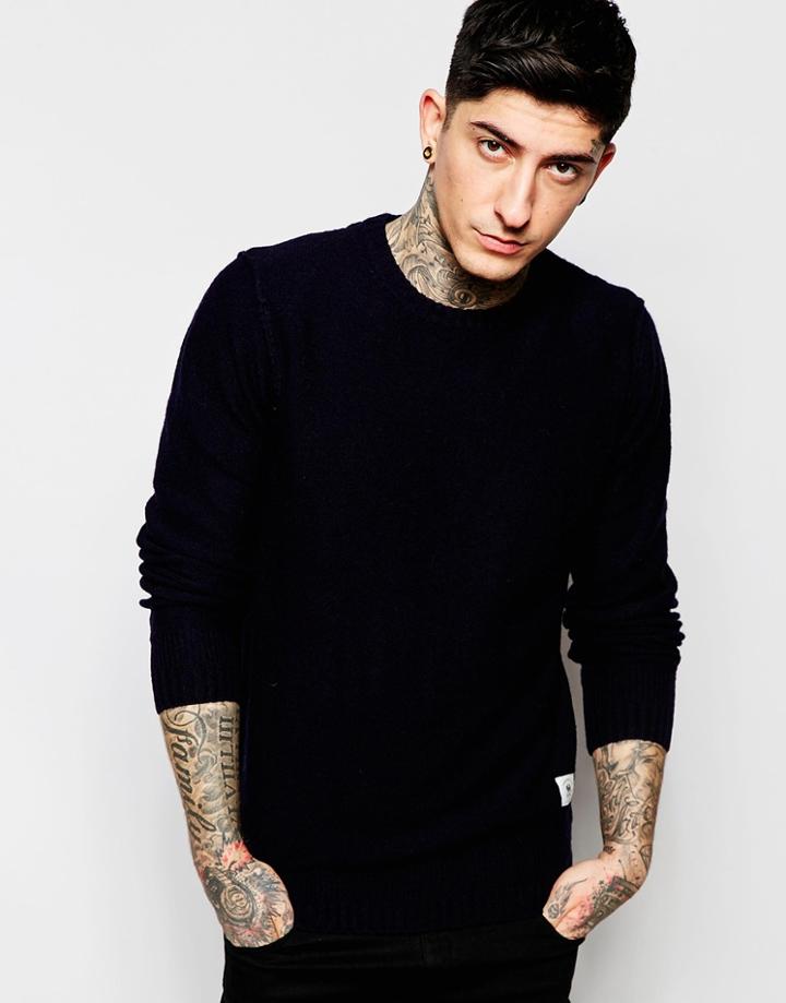 Bellfield Basic Crew Neck Sweater - Navy