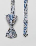 Gianni Feraud Liberty Print Bourton Paisley Pocket Bow Tie - Blue