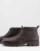 Tommy Hilfiger Chunky Leather Boots In Brown