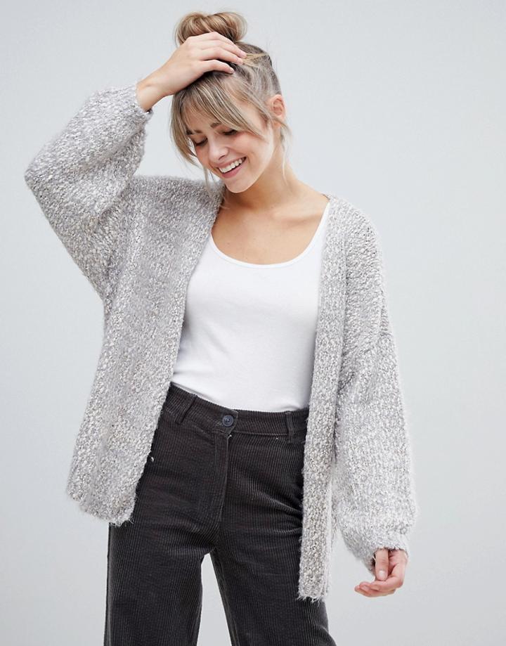 Pull & Bear Fluffy Cardi - Gray