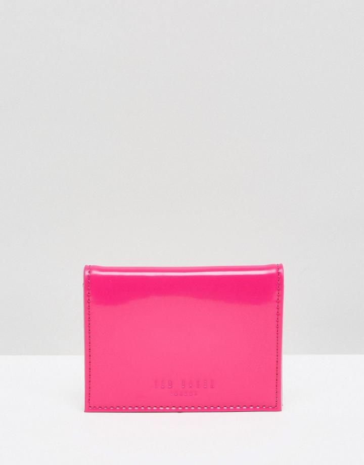 Ted Baker Patent Leather Fold Card Holder - Pink