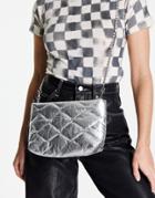 Topshop Quilted Clutch In Silver