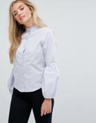 Influence Shirt With Blouson Sleeves - Blue