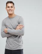 Asos Design Longline Crew Neck T-shirt With Long Sleeves - Brown