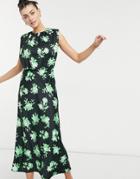 Asos Design Sleeveless Satin Midi Dress Bold Floral-multi