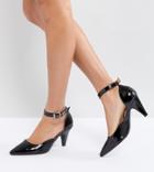 Raid Lena Black Patent Kitten Heeled Shoes - Black