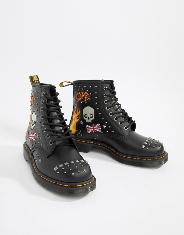Dr Martens 1460 8-eye Stud Boots In Black - Black
