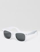Asos Square Sunglasses In White With Smoke Lens - White