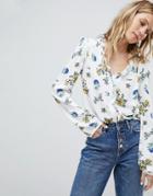 Mango Floral Ruffle Blouse - White