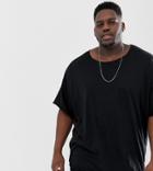 Asos Design Plus Oversized T-shirt With Raw Neck In Black - Black