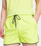 Vai21 Runner Swim Shorts With Bound Edge In Lime Green