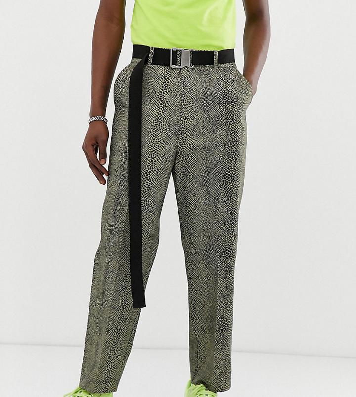Collusion Suit Pants In Animal Print-black