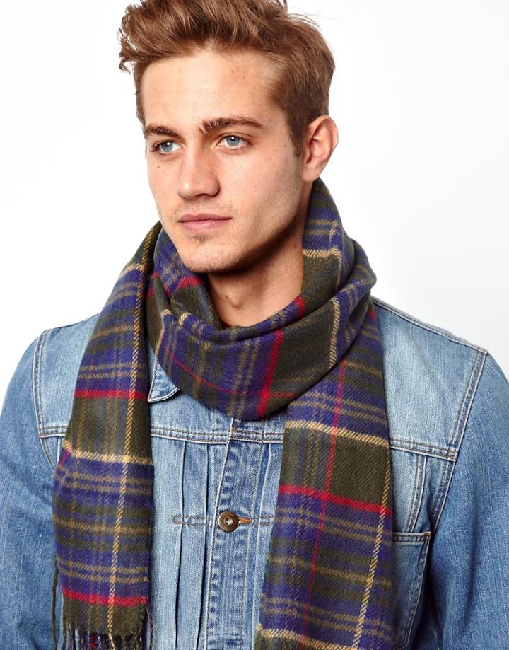 Asos Woven Scarf With Plaid Design - Green