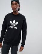Adidas Originals Trefoil Crew Neck Sweatshirt In Black