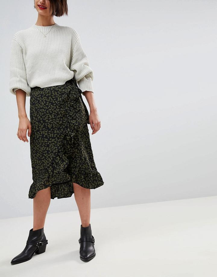 Vero Moda Ruffle Wrap Skirt - Green