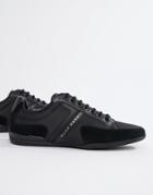 Boss Spacit Nylon Suede Sneakers In Black - Black