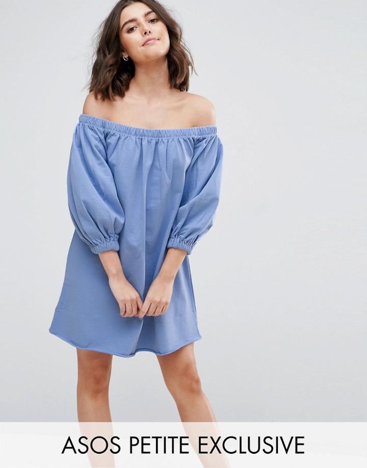 Asos Petite Off Shoulder Sweat Dress With Bell Sleeve - Multi