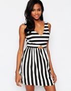 Goldie Mean Gal Striped Dress With Cut Out Detail - Multi