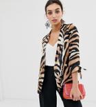 River Island Soft Blazer In Tiger Print - Brown