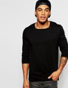 Asos Long Sleeve T-shirt With Square Neck In Black - Black