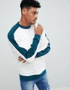 Asos Design Oversized Sweatshirt In White With Contrast Sleeve Panel And Ribs - White