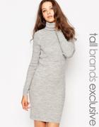 Noisy May Tall Knitted Dress With Roll Neck - Gray