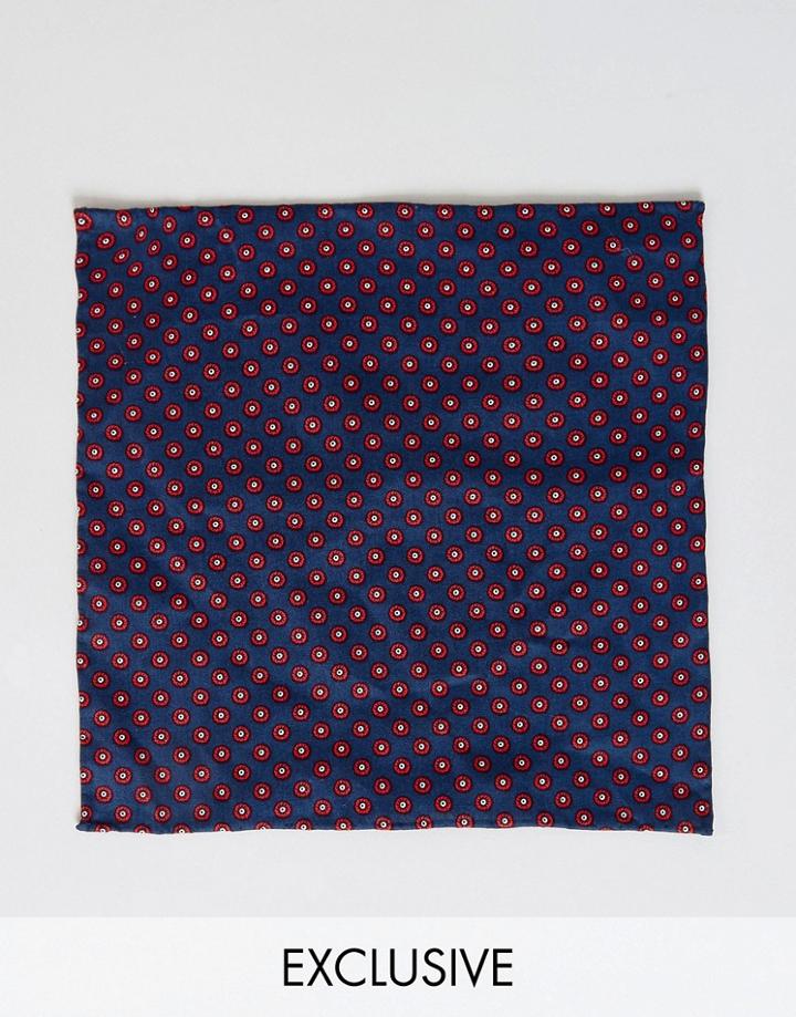 Heart & Dagger Pocket Square In Mini Geo - Navy