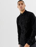 Bershka Western Shirt In Black With Popper Buttons - Black