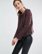 Boss Orange Okarli Boucle Tweed Look Side Zip Jacket - Red