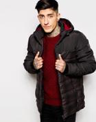 Threadbare Quilted Check Jacket - Red