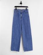 Levi's High Waist Straight Leg Jeans In Mid Wash-blues