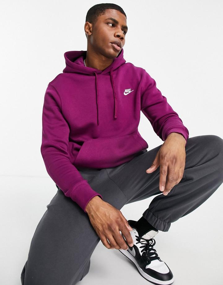 Nike Club Fleece Hoodie In Sangria Purple