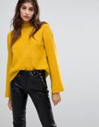 Vero Moda High Neck Flared Sleeve Sweater - Yellow