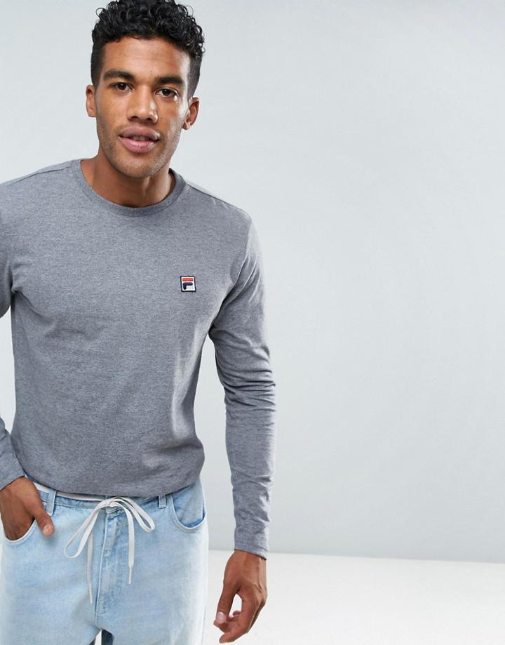 Fila Vintage Long Sleeve T-shirt With Small Logo In Gray - Gray