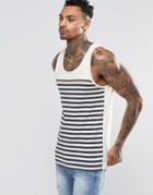Asos Muscle Tank With Highlight Stripe - White