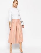Asos Leather Look Structured Culotte - Blush