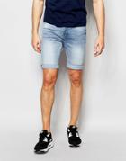 New Look Skinny Denim Shorts In Bleached Blue - Blue