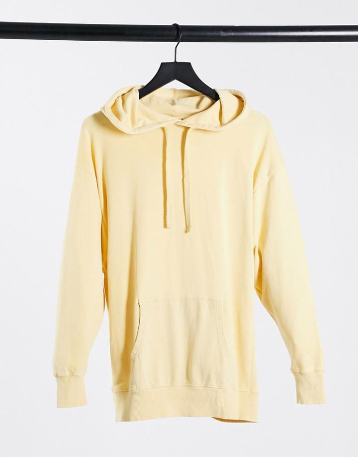 Asos Design Oversized Panelled Hoodie In Washed Straw-white