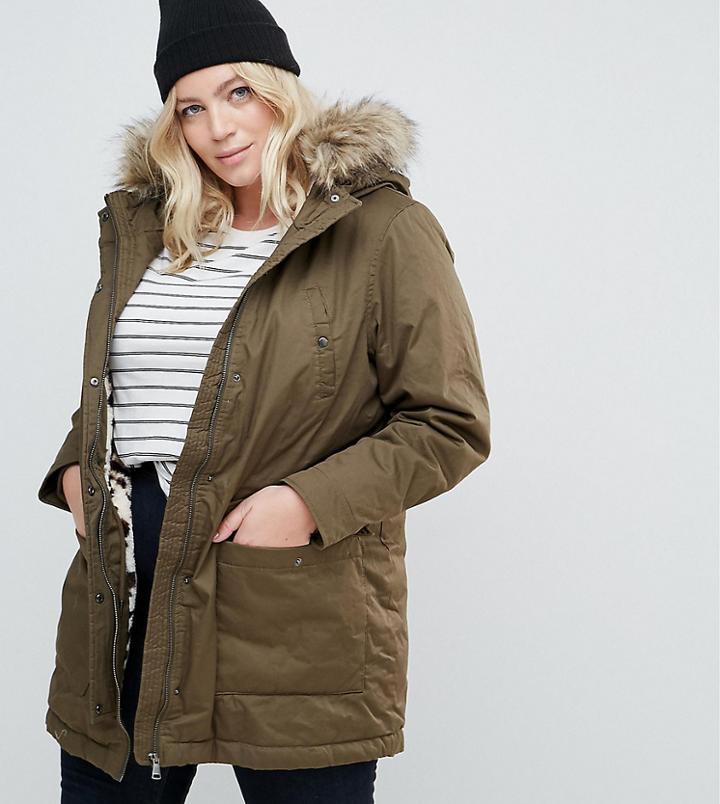 Junarose Parka With Fur Trim - Green