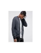 Asos Jersey Bomber Waffle Jacket In Washed Black - Gray