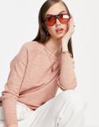 Only Lesly Kings Long Sleeve Pullover Knit In Rose-pink