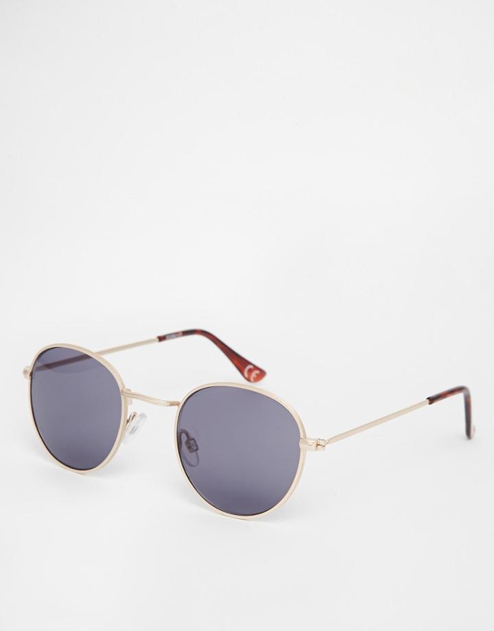 Asos Metal Round Sunglasses In Gold - Gold