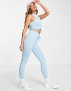 Love & Other Things Ribbed Gym Leggings In Light Blue