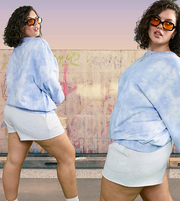 Asos Design Curve Oversized Sweatshirt In Blue Tie-dye-purple