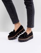 Bershka Chunky Flatform Loafers - Black