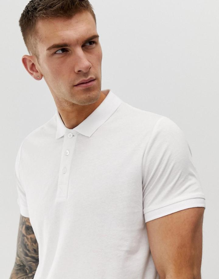 Brave Soul Muscle Fit Jersey Polo - White