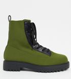 Asos Design Wide Fit Arrow Knit Lace Up Ankle Boots In Green