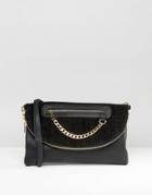 New Look Fold Over Bag With Chain Detail - Black