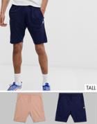 Le Breve Tall 2 Pack Raw Edge Sweat Shorts - Multi