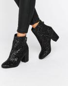 New Look Glitter Heeled Ankle Boot - Black